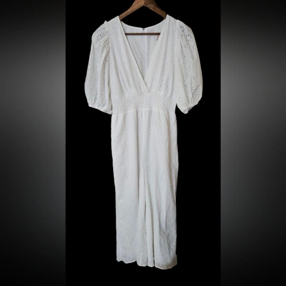 NWT Anthropologie Hutch Smocked-Waist Eyelet Jumpsuit - Picture 5 of 8